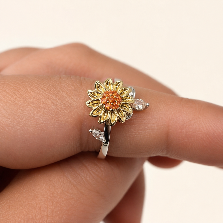 Bague Anti-Stress Tournante Tournesol – Sérénité & Fidget Sensoriel