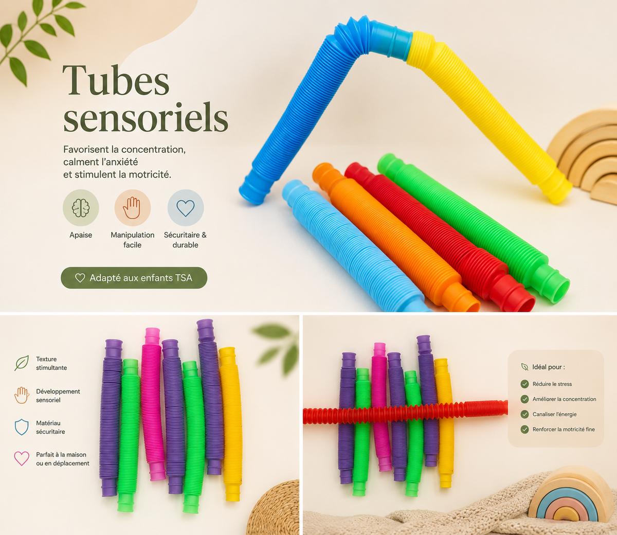 Petit Tubes Sensoriels Extensibles "Pop Tubes" – Sons, Mouvements & Motricité